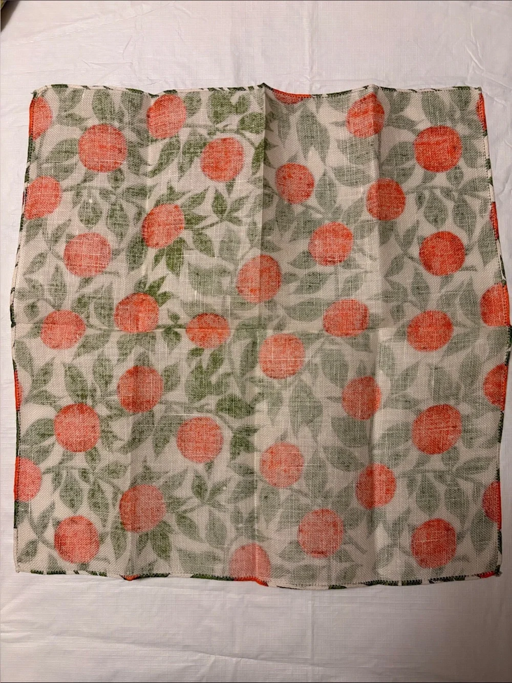 Vintage Linen Napkins - Set/6 Midcentury Screen Printed Orange Citrus